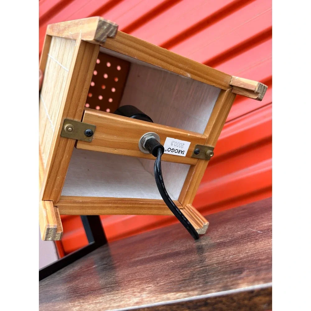 Tarogo Bamboo Wood Table Lamp Shoji Style Lantern Natural Boho Decor 12